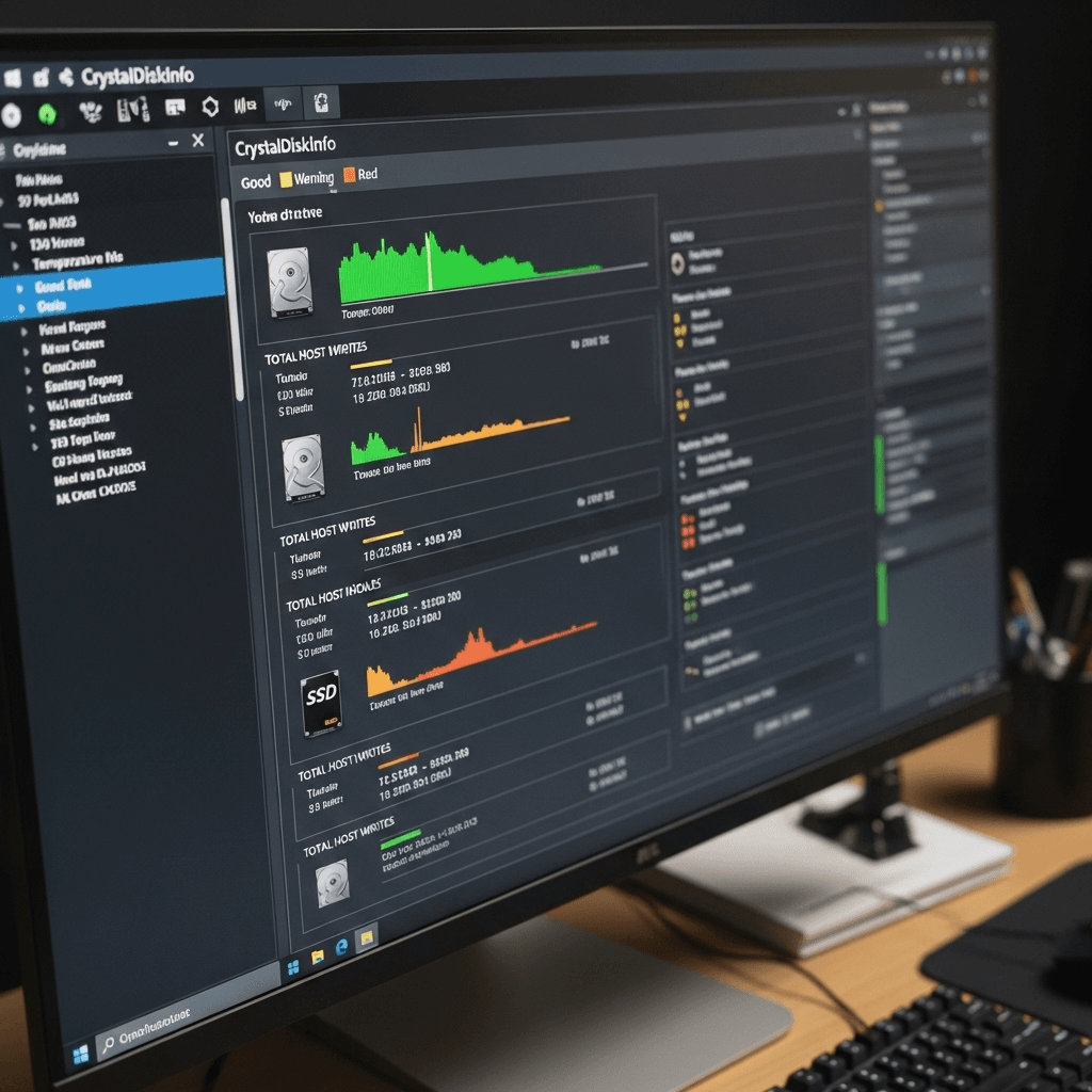 Diagnóstico rápido del estado del disco con CrystalDiskInfo.