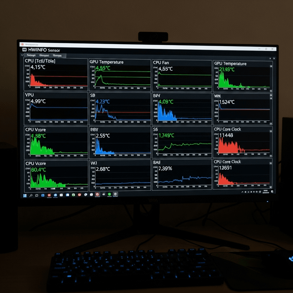Vista de sensores en tiempo real de HWiNFO.