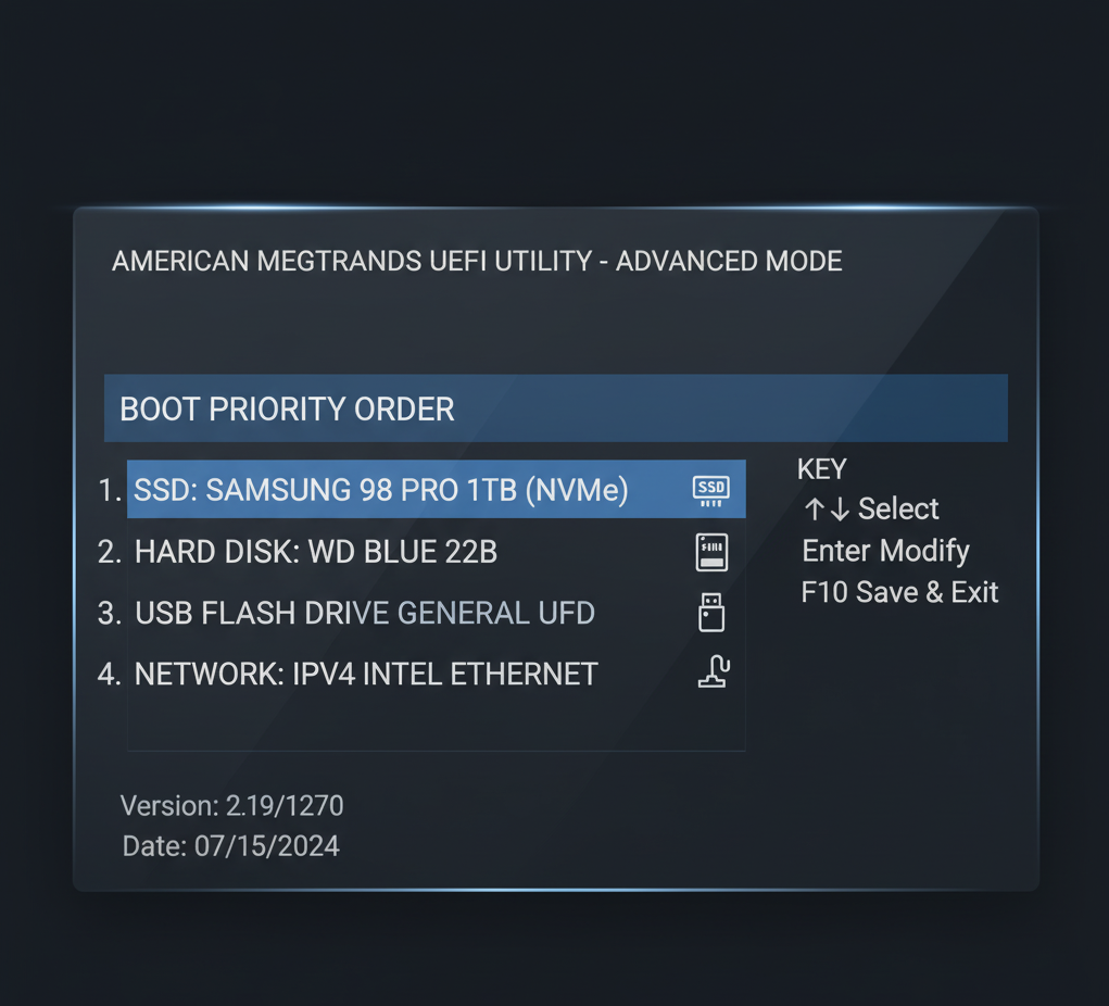 bios-boot-order-ssd-arranque • WaltosTech Configuración del orden de arranque en BIOS para iniciar desde el SSD