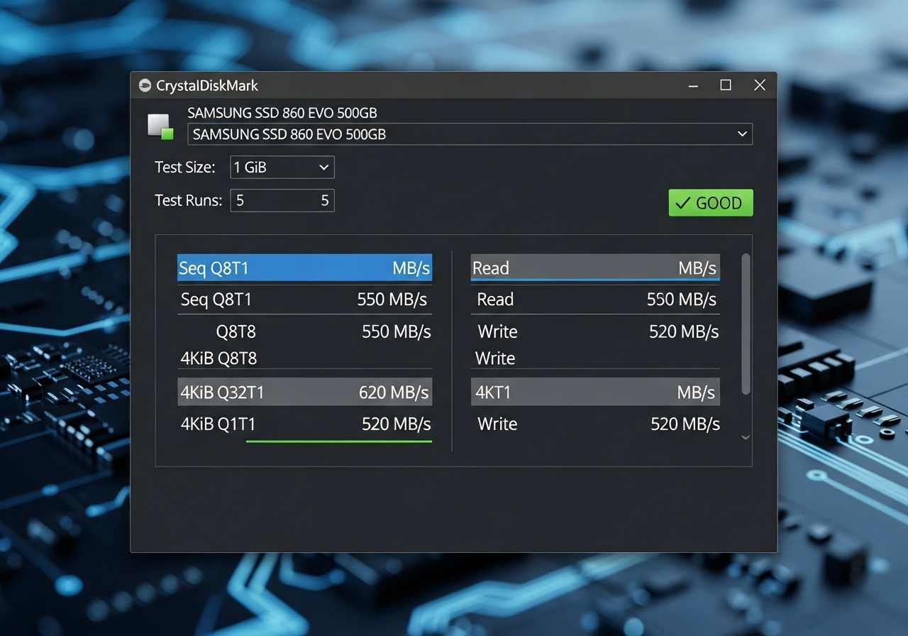 crystaldiskmark-benchmark-ssd-velocidad • WaltosTech Ejemplo de benchmark de un SSD con CrystalDiskMark