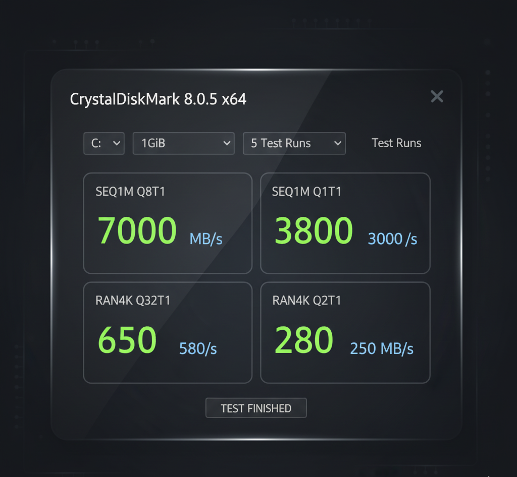 crystaldiskmark-velocidad-ssd-clonado • WaltosTech Prueba de velocidad del SSD después de completar la clonación