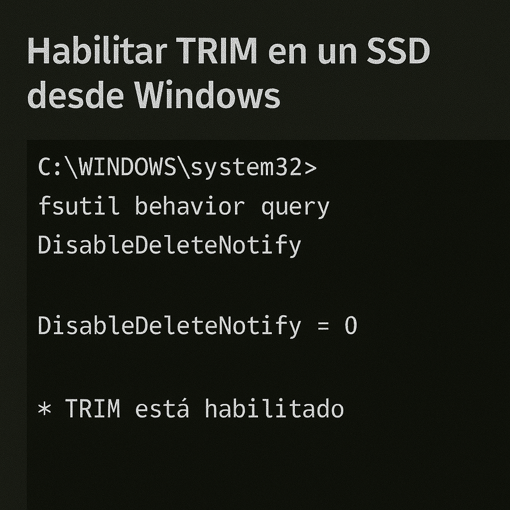 habilitar-trim-ssd-windows-comando • WaltosTech Comando para comprobar TRIM en Windows