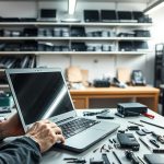 Técnico revisando una computadora en un taller de Maldonado
