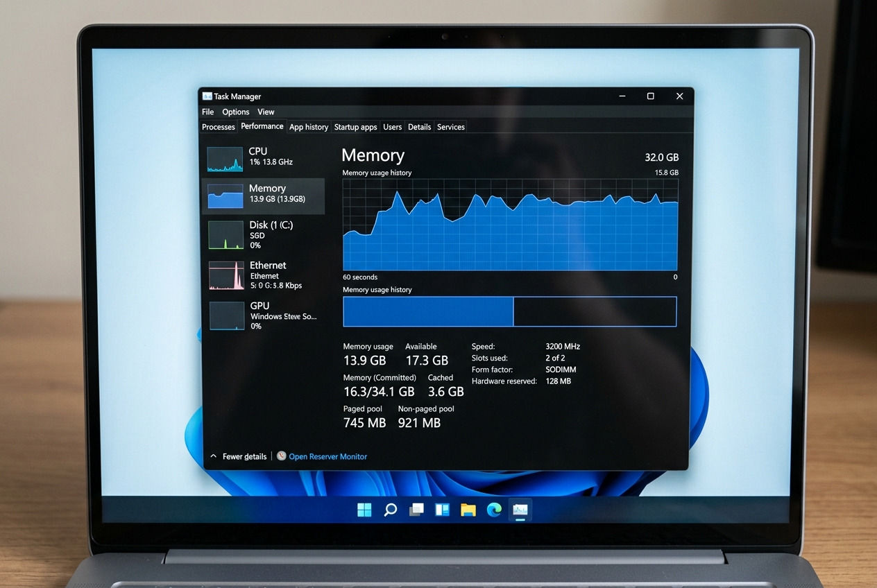 • WaltosTech Uso de memoria RAM en el Administrador de tareas de Windows 11