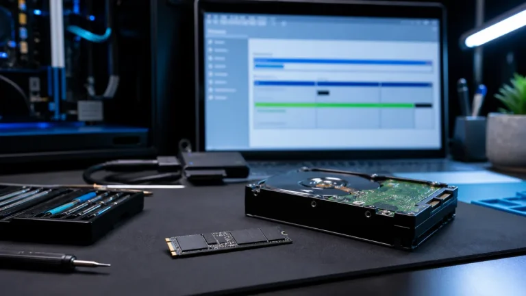 SSD y disco duro durante un diagnóstico de almacenamiento en Windows