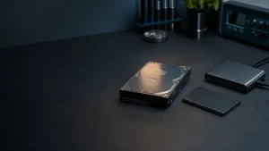 Recuperar archivos de un disco dañado • WaltosTech Discos HDD y SSD junto a una unidad externa para recuperar archivos de forma segura